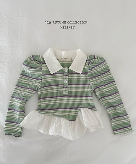 17[予約]melikey diagonal frill collar t