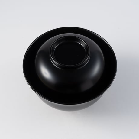 土田和茂　蓋付き飯椀　黒