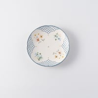 矢田久美子　染錦花の菓子皿