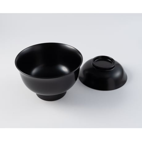 土田和茂　蓋付き飯椀　黒
