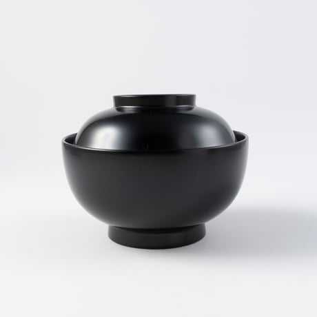 土田和茂　蓋付きまる椀　黒