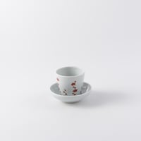 清水なお子　赤絵梅枝文こぼし酒セット