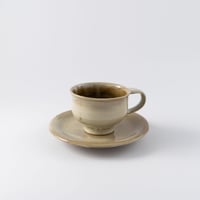 笠原良子　白釉コーヒー碗皿