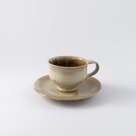 笠原良子　白釉コーヒー碗皿
