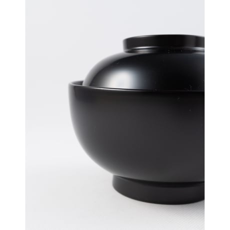 土田和茂　蓋付きまる椀　黒