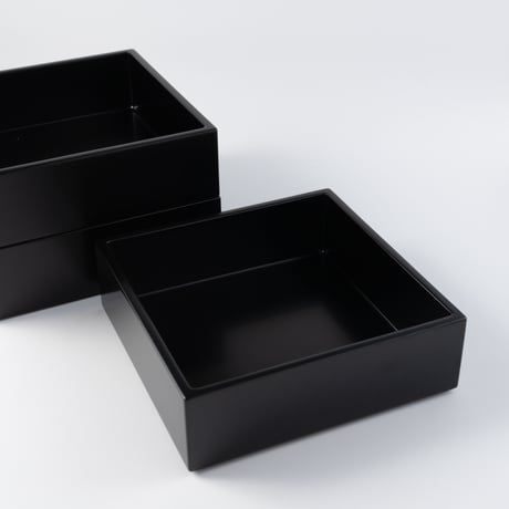土田和茂　正方重箱 6寸　黒