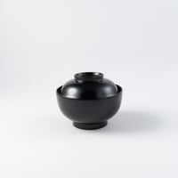 土田和茂　蓋付きまる椀　黒