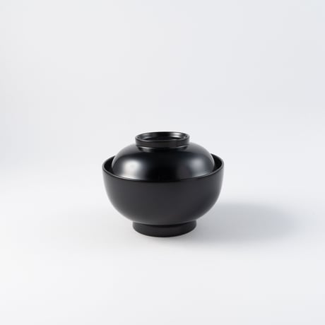 土田和茂　蓋付きまる椀　黒