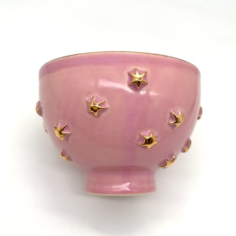 762 茶碗　星の王子さまとろくろの星　鴇羽色　11.7×8.5cm