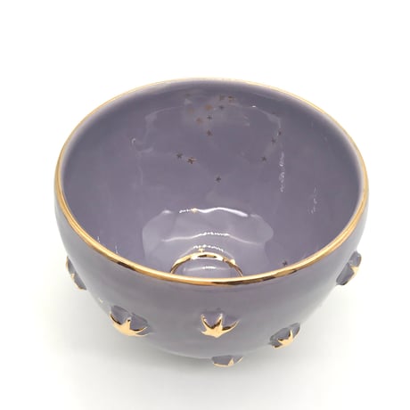 【リーナご予約品Reserved】 768 茶碗　星の王子さまとろくろの星　Purple　11.6×8.8cm