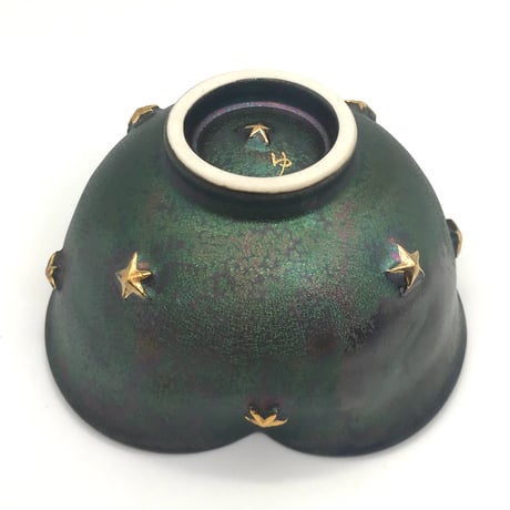 【リーナご予約品Reserved】B154 猪目茶碗　星の羅針盤　13.8×7.8cm