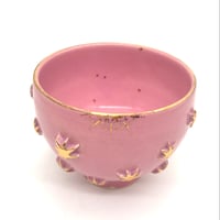 784 茶碗　星の王子さまとろくろの星　鴇羽色　11.6×9.0cm