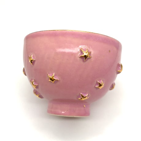 762 茶碗　星の王子さまとろくろの星　鴇羽色　11.7×8.5cm
