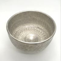 【カワムラ様ご予約品Reserved】818 総飛びかんな銀彩茶碗　10.9×7.4cm