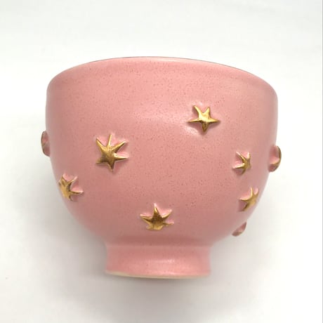 758 茶碗　星の王子さまとろくろの星　ピンク　11.3×8.6cm
