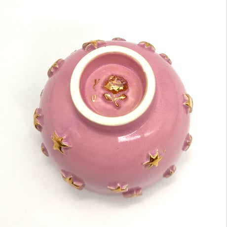 763 茶碗　星の王子さまとろくろの星　鴇羽色　11.9×9.5cm