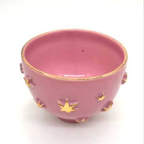 763 茶碗　星の王子さまとろくろの星　鴇羽色　11.9×9.5cm