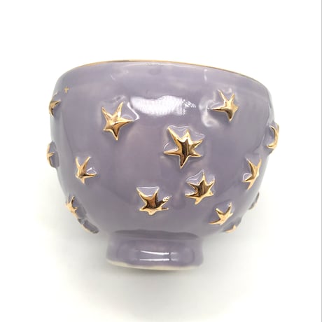 【リーナご予約品Reserved】 768 茶碗　星の王子さまとろくろの星　Purple　11.6×8.8cm