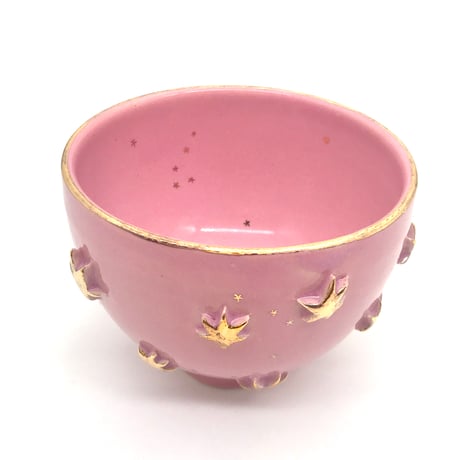 782 茶碗　星の王子さまとろくろの星　鴇羽色　11.7×8.8cm