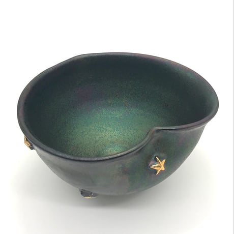 【リーナご予約品Reserved】B154 猪目茶碗　星の羅針盤　13.8×7.8cm