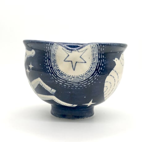 791 片口 『星と馬と夜の鳥』12.8×9.0cm