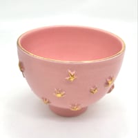 758 茶碗　星の王子さまとろくろの星　ピンク　11.3×8.6cm