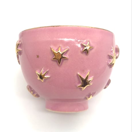782 茶碗　星の王子さまとろくろの星　鴇羽色　11.7×8.8cm