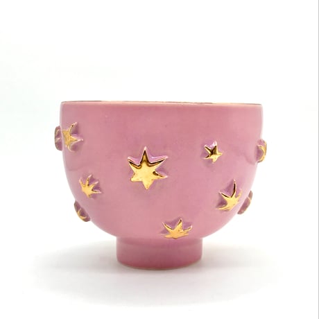 763 茶碗　星の王子さまとろくろの星　鴇羽色　11.9×9.5cm