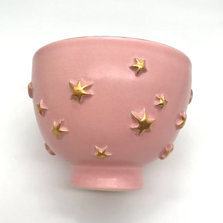758 茶碗　星の王子さまとろくろの星　ピンク　11.3×8.6cm