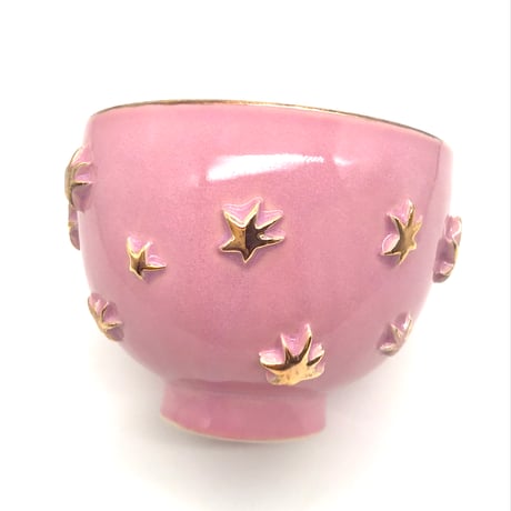 782 茶碗　星の王子さまとろくろの星　鴇羽色　11.7×8.8cm