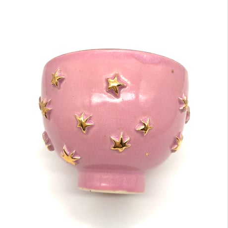 763 茶碗　星の王子さまとろくろの星　鴇羽色　11.9×9.5cm