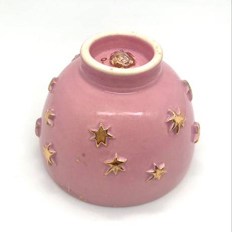 778 茶碗　星の王子さまとろくろの星　鴇羽色　12.1×8.7cm