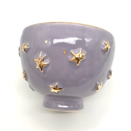 【リーナご予約品Reserved】 768 茶碗　星の王子さまとろくろの星　Purple　11.6×8.8cm