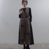 Eimeelaw(エイミーロー）デニムONチェックプリント フロントタックワンピース