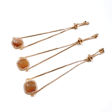 New✨🧡ラインストーン✖️サンストーン🧡お守りブレスレット