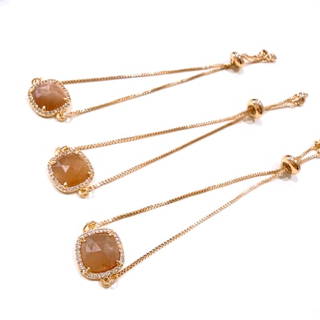 New✨🧡ラインストーン✖️サンストーン🧡お守りブレスレット
