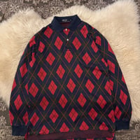【 90s “POLO by Ralph Lauren” argyle pattern L/S polo shirt 】