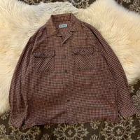 【 90s~ box silhouette open collar checked shirt 】