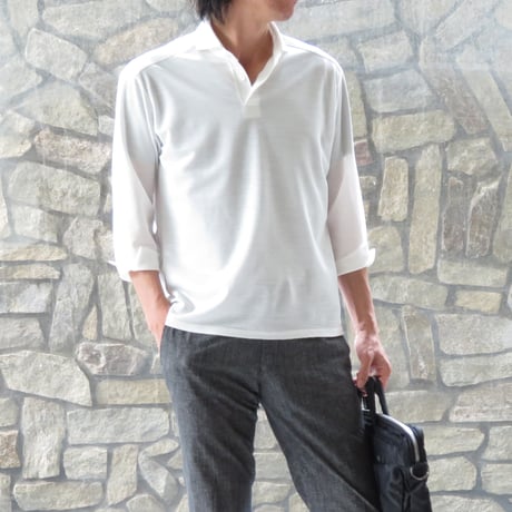 クールな仕事服。ラミー100％のビジネス～カジュアルまで着回せるニットシャツ