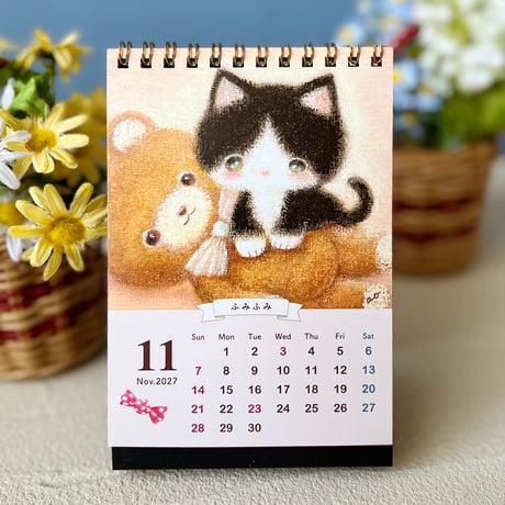 2027年　おかもとあお　猫ちゃん卓上カレンダー