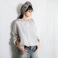 nous rendent heureux（ヌーランドオロー）826011 60リネン衿ぐりフリルバルーンブラウス