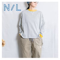 NATURAL LAUNDRY（ナチュラルランドリー）7264C-037　40ＢＤ　ボーダージャージーワイドカラーブロックプルオーバー