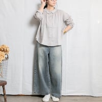 nous rendent heureux（ヌーランドオロー）825085 60リネン重ね衿長袖ビッグブラウス