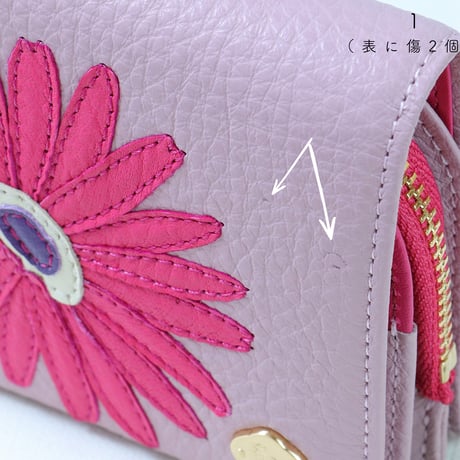 ガーベラ /  ２つ折りミニウォレット｜【訳あり品】SALE開催！アップリケ財布 FIORAIAフィオライア