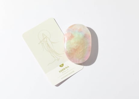 葉月ゆうによる技封入❣️【神仏と繋がる】オリジナルカード付き エンジェルオーラ ピンクオパール 握り石