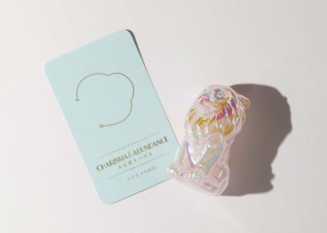 【CHARISMA&ABUNDANCE 人を惹きつける（ビジネスの成功）シジル封入 オリジナルカード＆手編みのポーチ付き❣️】エンジェルオーラ ローズクォーツ ライオン ※イベントクーポン使用不可