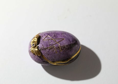 【AKASHIC RECORDS アカシックレコード（概念エネルギーをおろす）シジル彫刻】＆葉月ゆうによる技封入❣️【多次元の才能と繋がる】オリジナルカード付き〈リメイク〉アトランティサイト 握り石
