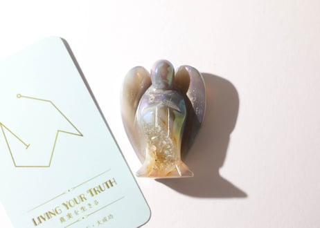 【LIVING YOUR TRUTH 真実を生きる（喜びで学ぶ・大成功）シジル封入 オリジナルカード付き❣️】エンジェルオーラ ドゥルジーアゲート 天使