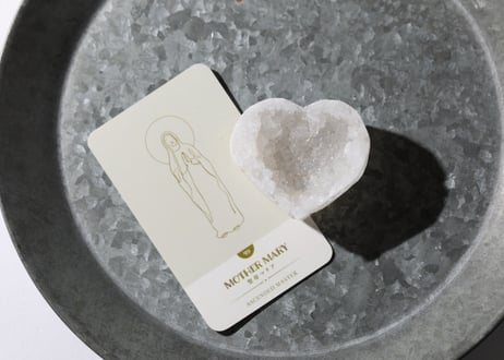 葉月ゆうによる技封入❣️【聖母マリアの愛の結界】オリジナルカード付き クリスタルジオード ハート