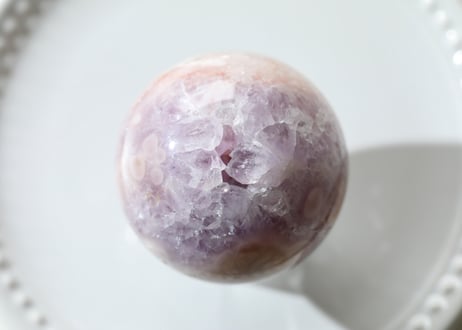 葉月ゆうによる技封入❣️【カルマ体のブロック解放/ハートからの願いを叶える】虹入り アメジスト＆チェリーブロッサムアゲート スフィア